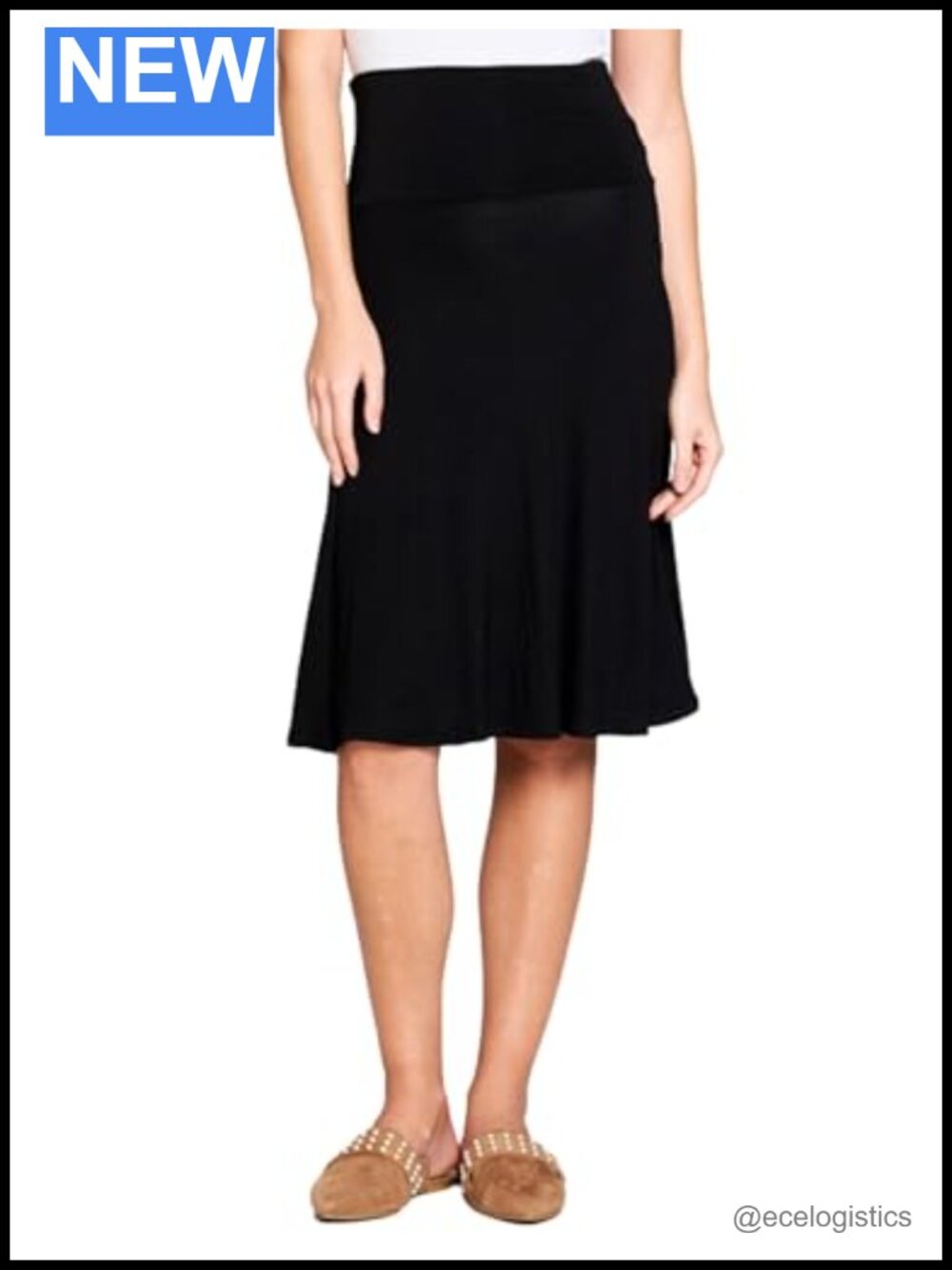 Flowy A-Line Midi Skirt for Women, Stretchy Pull-On Skirt, Versatile Dress
